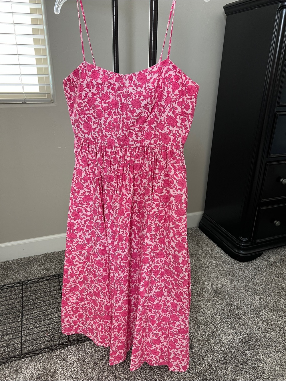 JCrew Pink Floral Spaghetti Strap Maxi Dress
